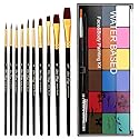 BRIMFULITE Face Painting Kit Non-toxic Body Paint Washable 18 Colors Facepaint Makeup Kit for Adults with 10 Face Paint Brushes for Halloween Party Beauty & Personal Care BRIMFULITE