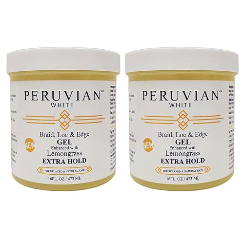 Peruvian white Braid, Loc, and Edge Gel EXTRA HOLD for Relaxed & Natural Hair, 16 oz. (Lemongrass) (Pack of 2) Beauty & Personal Care Peruvian white