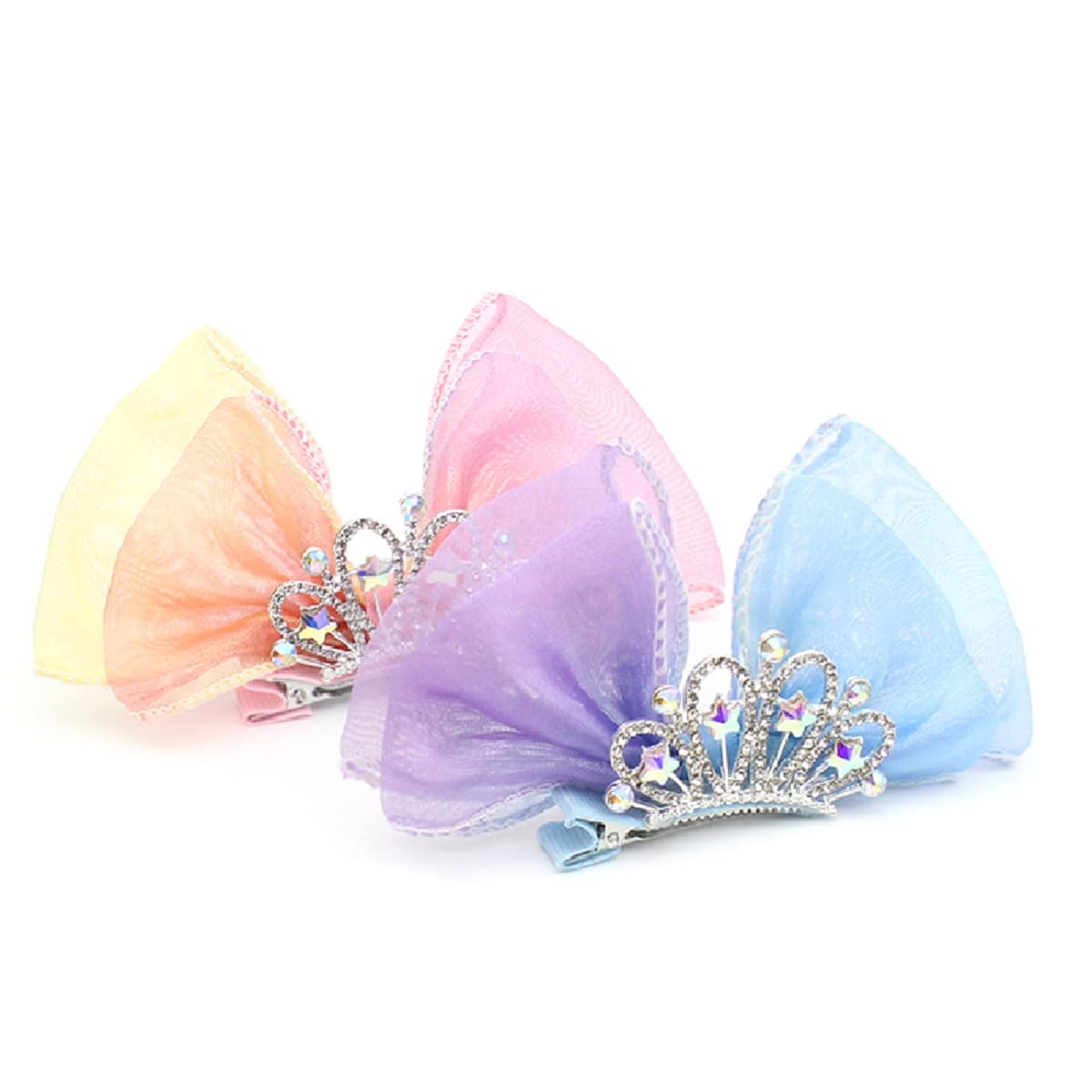 Hot&Sattion 2 Pack Bow Hair Clips, Crown Shaped Hair Barrettes, Cute Metal Snap Sparkly Hair Styling Accessories for Girls & Kids Beauty & Personal Care Hot&Sattion