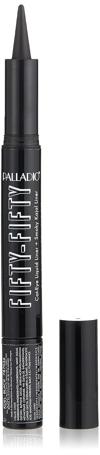 Palladio Fifty-Fifty Eye Liquid Liner, Dual Ended, Professional Eye Styling, Ultra-Soft Kajal crayon and Super Precise Fiber Tip Liner, Smoky Beauty & Personal Care Palladio