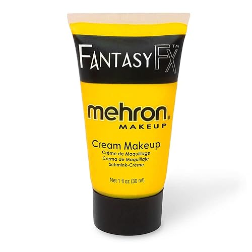 Mehron Makeup Fantasy FX Cream Makeup | Water Based | Halloween | Yellow Face & Body Paint For Adults 1 fl oz (30ml) (YELLOW) Beauty & Personal Care Mehron