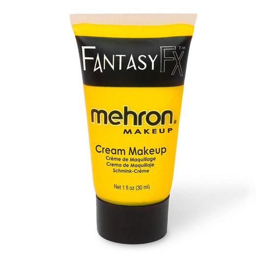 Mehron Makeup Fantasy FX Cream Makeup | Water Based | Halloween | Yellow Face & Body Paint For Adults 1 fl oz (30ml) (YELLOW) Beauty & Personal Care Mehron