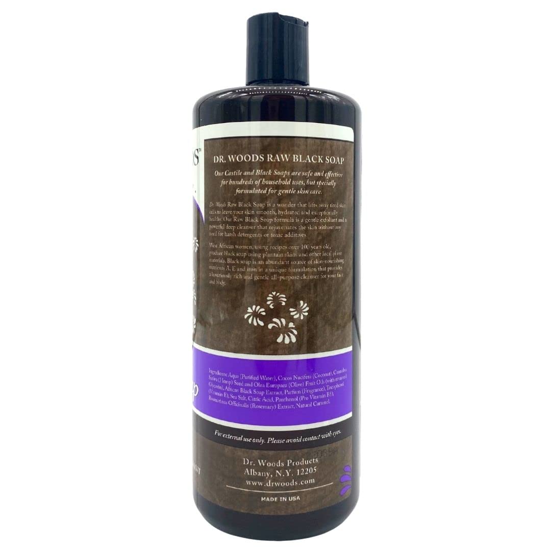 Dr. Woods Raw Liquid Black Soap, Body Wash for Men and Women, Gentle Exfoliant, Natural Cleanser for Face, Hands, and Body - 32 Fl Oz, Pack of 3 Beauty & Personal Care Dr. Woods