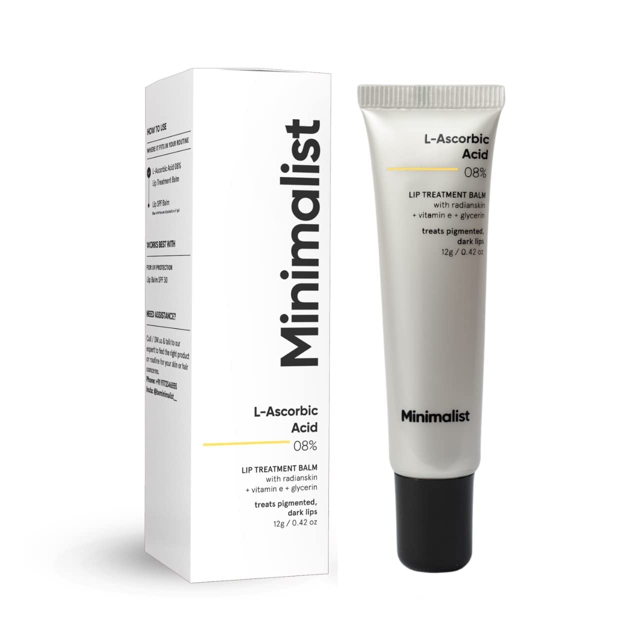 Careers 8% L-Ascorbic Acid Lip Treatment Balm with Vitamin E, Radianskin & Glycerine for Pigmented & Dark Lips - 12 gm Beauty and Personal Care Careers