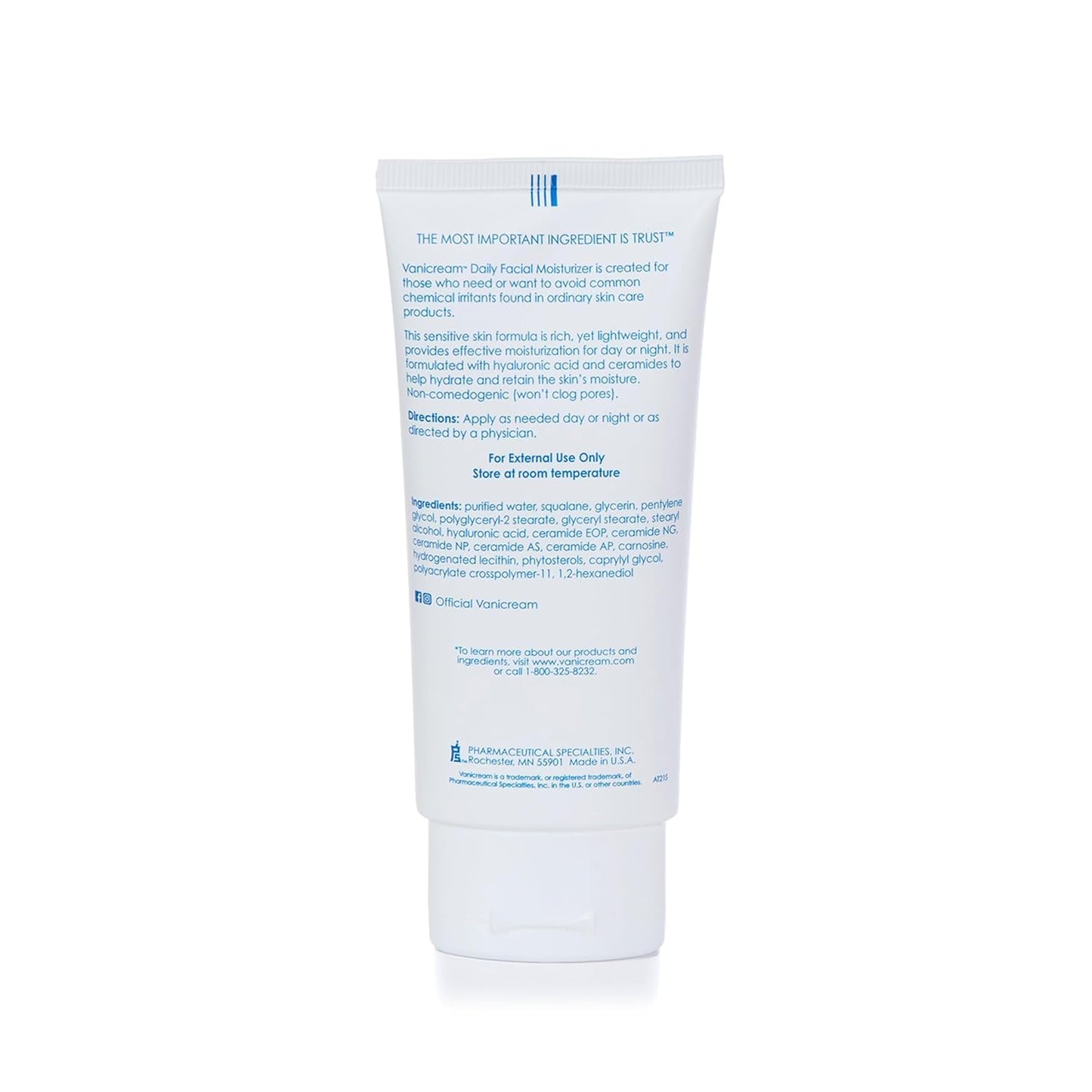 Vanicream Daily Facial Moisturizer With Ceramides and Hyaluronic Acid - Formulated Without Common Irritants for Those with Sensitive Skin, 3 fl oz Beauty & Personal Care Vanicream
