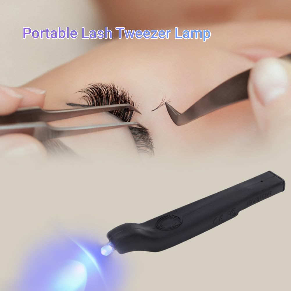ASHATA Tweezer Light, Eyelash Tweezers Lamp, Mini Gel Curing Light Silicone Cordless Portable Handheld Lash Extension Lamp for Nail Art, Without Beauty and Personal Care ASHATA