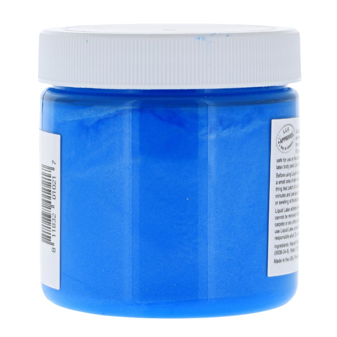 Metallic Blue 4 Oz - Liquid Latex Face and Body Paint, Skin Safe, Non-Toxic, Easy to Apply - Perfect for Costume and Body Painting, Creates Shimmery Beauty & Personal Care Liquid Latex Fashions