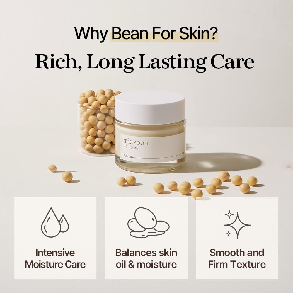 mixsoon Bean Cream-Deep Moisturizer Face Cream, Hydrating and Smoothing for Face, Fermented Soybean Extract, Lightweight Non-Sticky Finish 50ml / 1.69 Beauty and Personal Care mixsoon