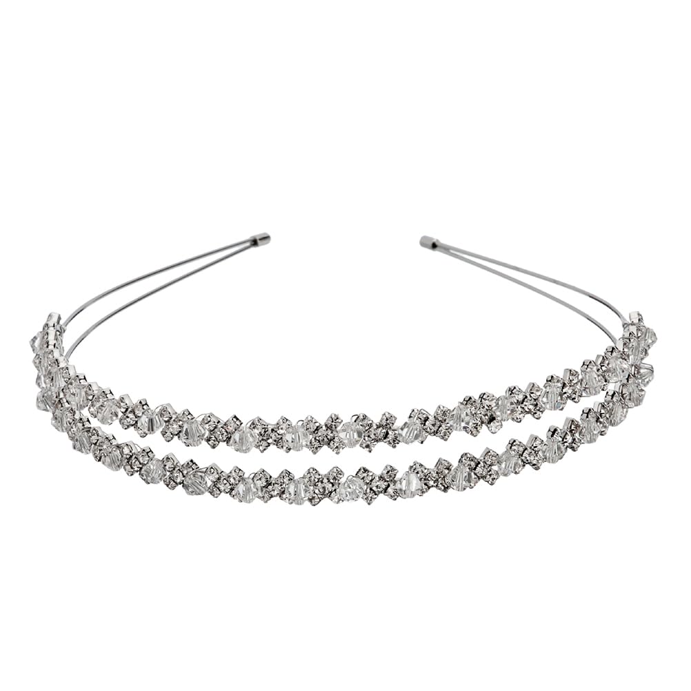 Double Layer Silver Hair Hoop Rhinestone Headband Wedding Hair Loop Hair Clasp Hair Band Bridal Hair Accessories