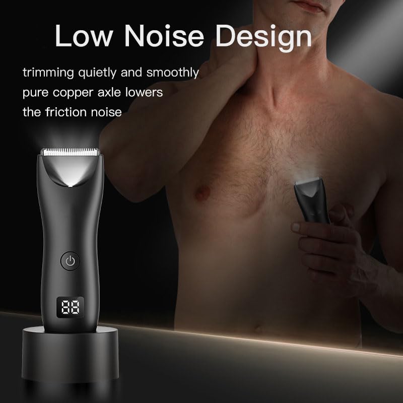 QDKVTNDJZ Electric Body Hair Groommer IPX7 Waterproof Ball Trimmer for Men with LED Display, Wet/Dry Groomer, Rechargeable, Travel Bag Included Men's Beauty and Personal Care QDKVTNDJZ