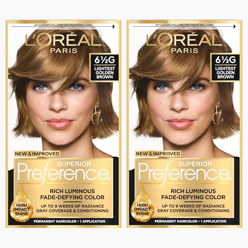 L'Oreal Paris Superior Preference Luminous Fade-Defying Permanent Hair Color, Hair Dye For Up to 9 Weeks of Radiance, Lightest Golden Brown 6.5G, 1 Beauty & Personal Care L'Oreal Paris