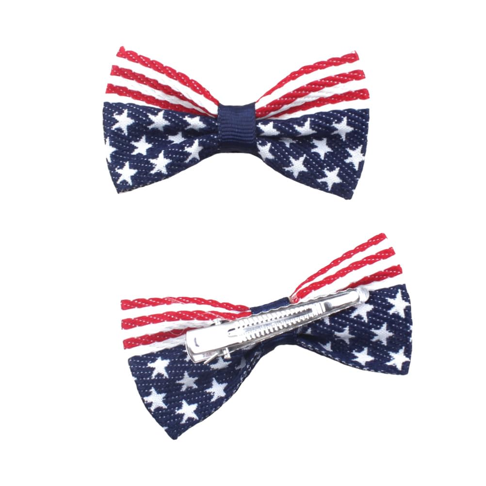 Aysekone 2 Pcs/Pack Girls American Flag Hair Bow Hair Clips Fourth of July Hair Accessories Patriotic Hair Bows Hairgrips Beauty & Personal Care Aysekone