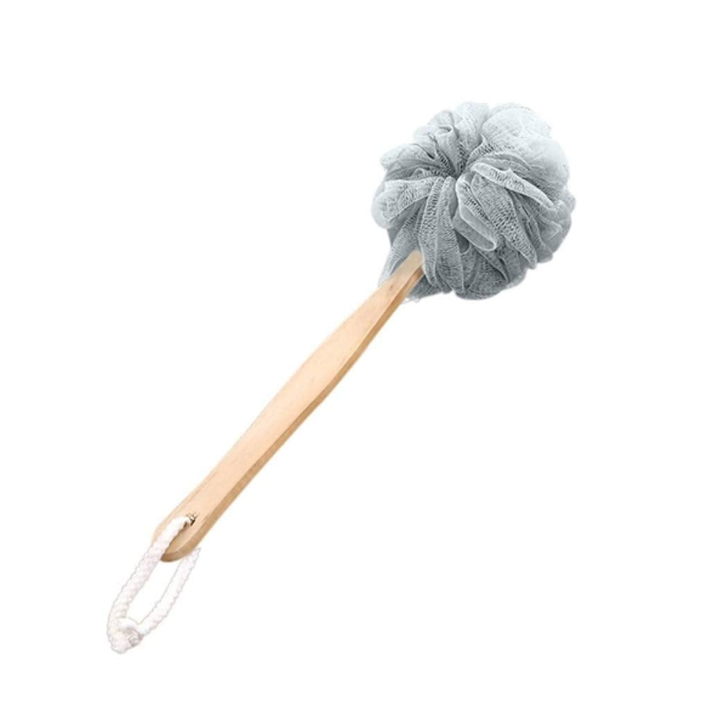 YingRen Exfoliating Brush-Shower Brush-Bathing Brush-Long Handle Hanging Soft Mesh Back Body Bath Shower Wooden Handle Scrubber Brush Sponge Grey Beauty and Personal Care YingRen