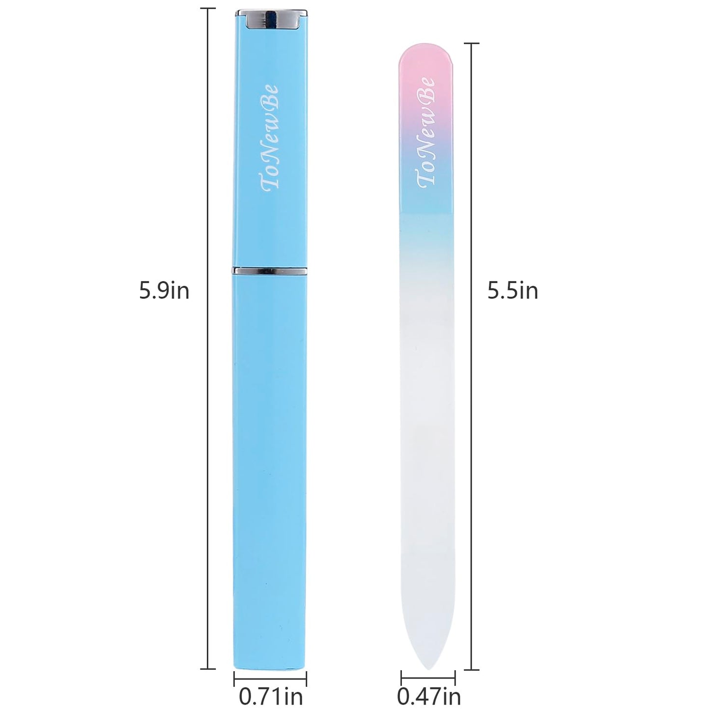 Glass Nail File in Case, Glass Fingernail File, Czech File, Double-Sided Etched Nail File for Nail Art & Nail Care, Christmas Gifts Stocking Stuffers Beauty & Personal Care ToNewBe
