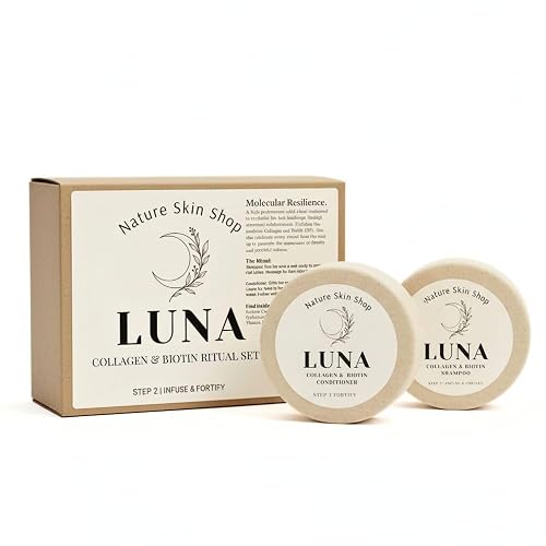 Nature Skin Shop Luna Collagen & Biotin Shampoo and Conditioner Set - Strengthening & Volumizing Solid Hair Care Duo for Fine, Thinning & Weak Hair Beauty & Personal Care Nature Skin Shop