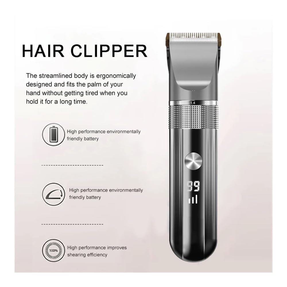 EWKYLSEM Electric Hair Clipper Professional Trimmer Household Waterproof LED Display Men USB Charging Haircut Tools Set(Black-Set2) Beauty and Personal Care EWKYLSEM