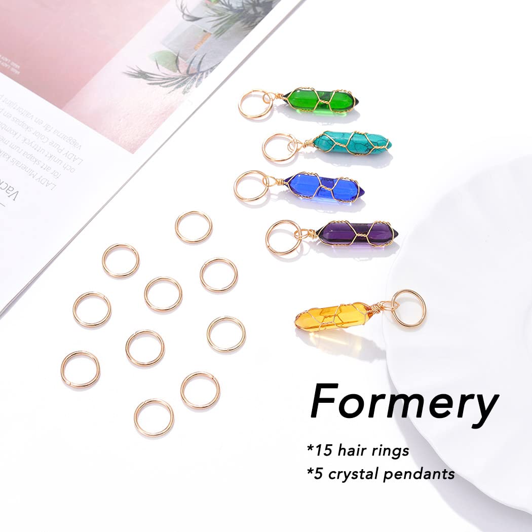 Formery Hair Crystals Locs Natural Stone Gems Braid Jewelry Dread Crystal Charms Accessories for Black Women (5PCS) Beauty & Personal Care Formery