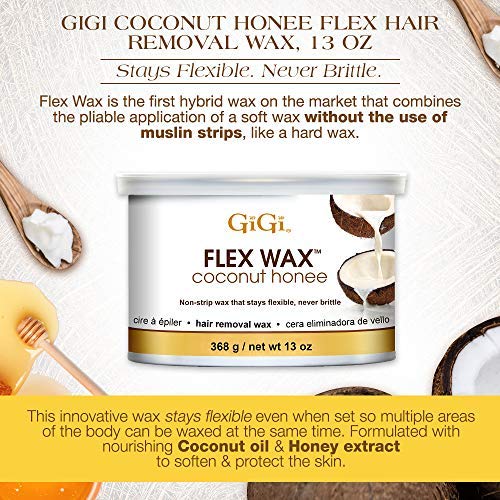 GiGi Coconut Honee Flex Hard Wax for Face & Body, Non-Strip Hair Removal Wax, Gentle for Sensitive to Normal Skin, 13 oz, 1 Pack Beauty & Personal Care GIGI