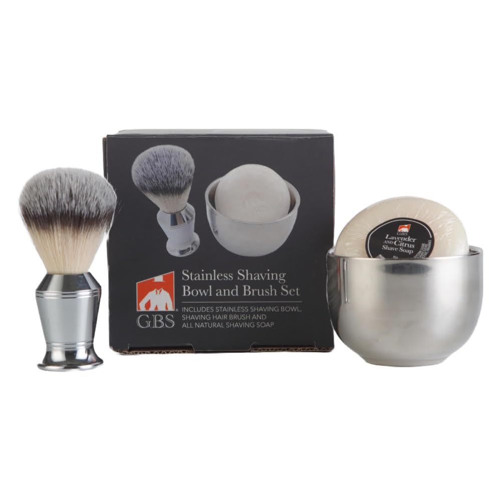 G.B.S Men's Wet Shaving Set - Chrome Synthetic Shaving Brush, Stainless Shaving Bowl with Natural Shaving Soap Beauty and Personal Care G.B.S