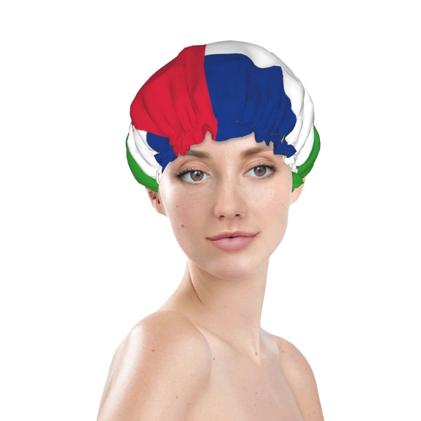 Central African Republic Flag Prints Shower Cap Double Layer Lined Waterproof Bathing Shower Hat Beauty and Personal Care Hayyett