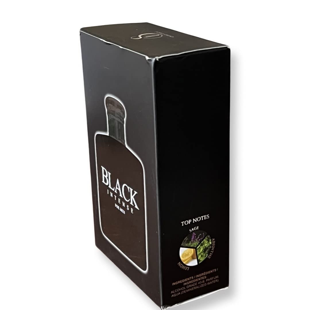 BLACK INTENSE for Men Eau de Parfum for Men - 3.4 Fl Oz - Perfect blend of Sage, Lemon and Absinthe for a Sophisticated Scent Beauty & Personal Care United Scents