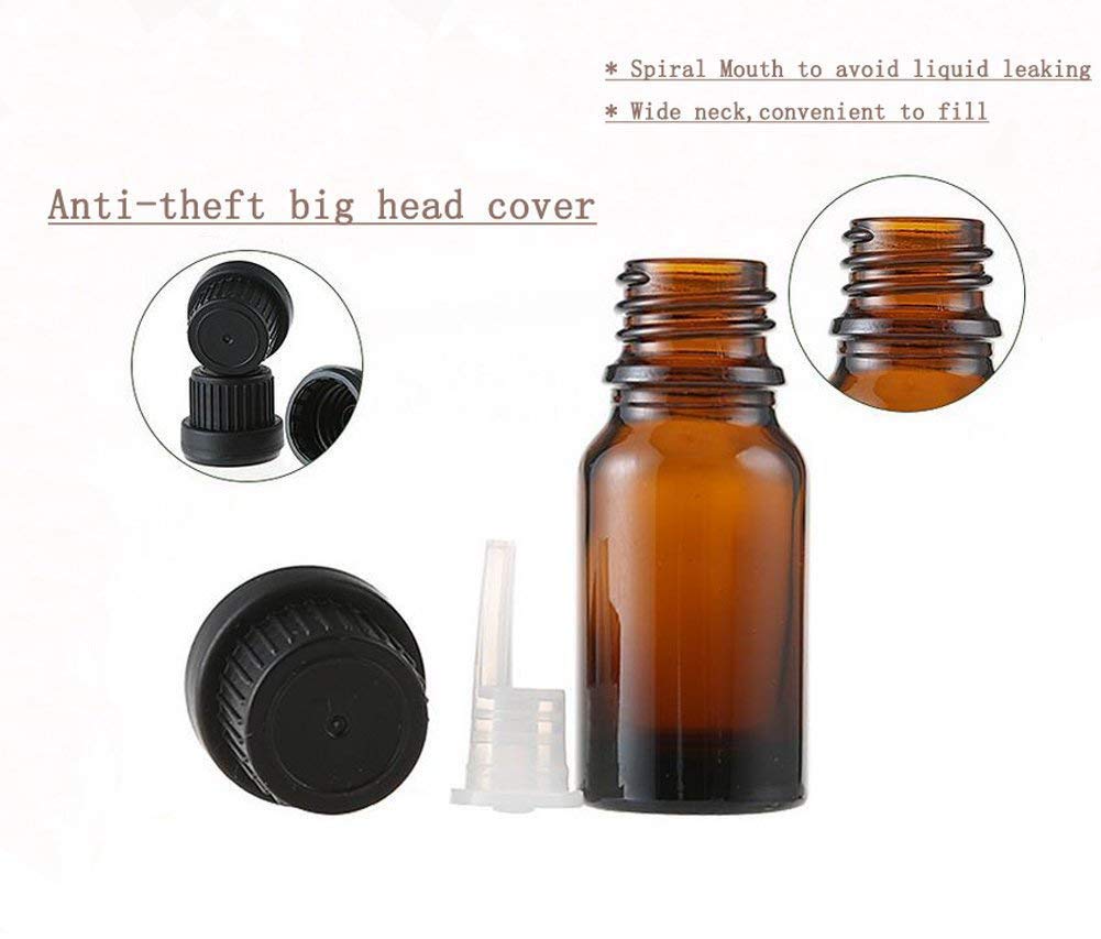 3PCS Empty Amber Glass Essential Oil Bottles with Orifice Reducer and Black Cap Chemistry Lab Chemicals Cosmetic Colognes Perfume Aromatherapy Jars Beauty & Personal Care Happyupcity