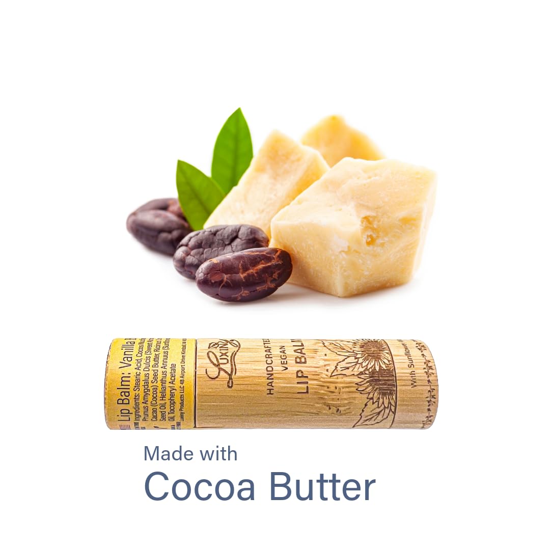 Luxiny Lip Balm in a Bamboo Tube, Vegan Natural Moisturizing, with Sunflower Wax and Vitamin E (Vanilla Buttercream) Beauty and Personal Care Luxiny