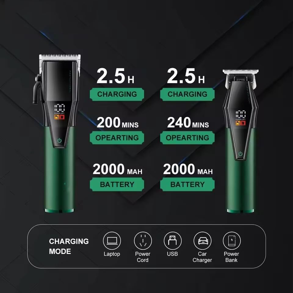 QDKVTNDJZ Hair Clippers for Men Professional, Cordless Electric Trimmer with 8 Guide Combs, LED Digital Display Cutting Kit, Barber & Home Beauty and Personal Care QDKVTNDJZ