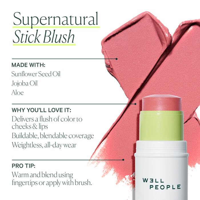 Well People Supernatural Stick Multi-Use Blush, Creamy, Hydrating Blush Stick For A Pop Of Color, Multi-use, Vegan & Cruelty-free, Pomegranate Beauty & Personal Care Well People