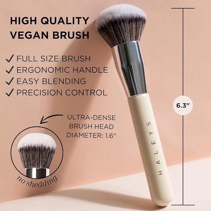 HALEYS Kabuki Makeup Brush - Vegan Foundation Brush for Liquid, Cream & Powder, Seamless Blending Face Brush for Concealer, Blush & Setting Powder Beauty & Personal Care HALEYS