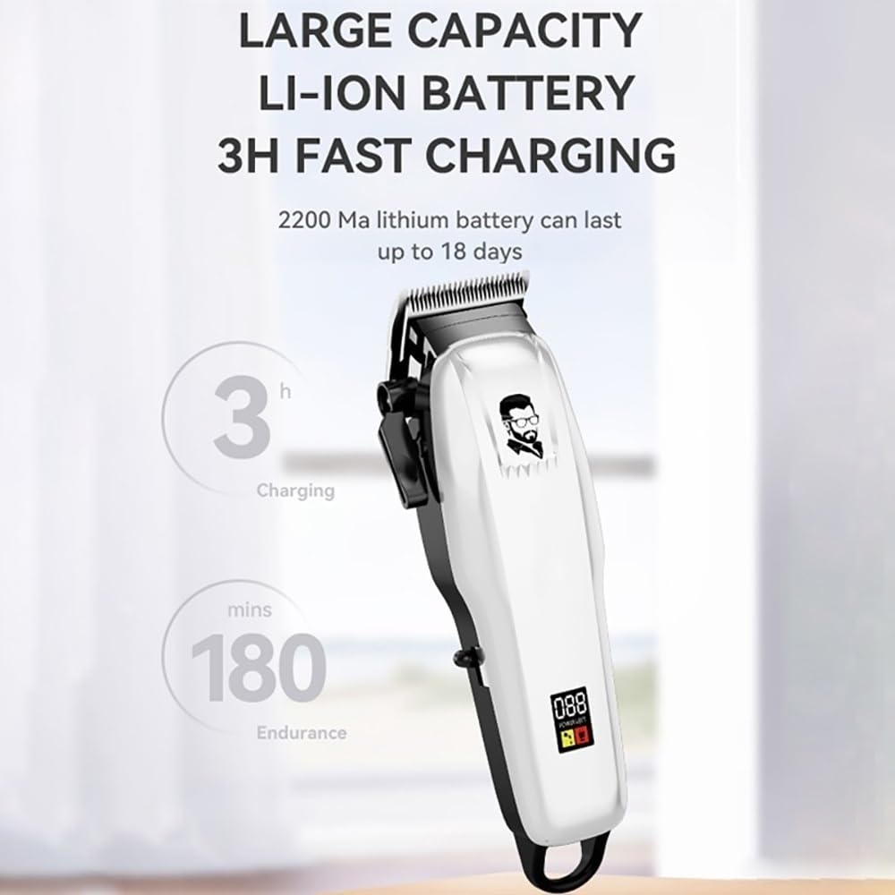 GLESVOWIO Pro Hair Clipper Rechargeable Cordless Beard Trimmer for Men Powerful Electric Cutter Machine Adjustable Haircut Beauty and Personal Care GLESVOWIO