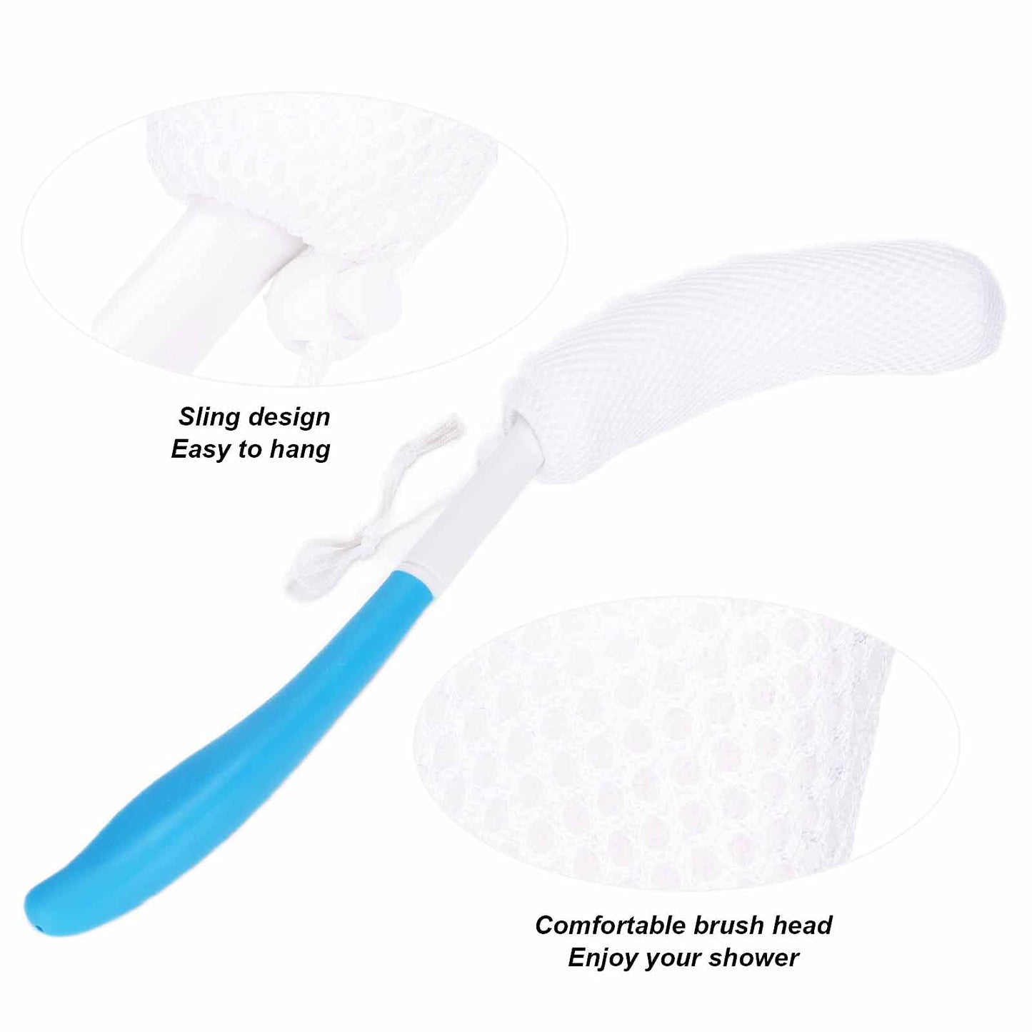 Shower Brush Long Handle,Bath Brush Long Curved Handle Soft Sponge Body Cleaning Exfoliating Shower Brushes Back Brush Scrubber Body Skin Exfoliation Beauty and Personal Care ZJchao