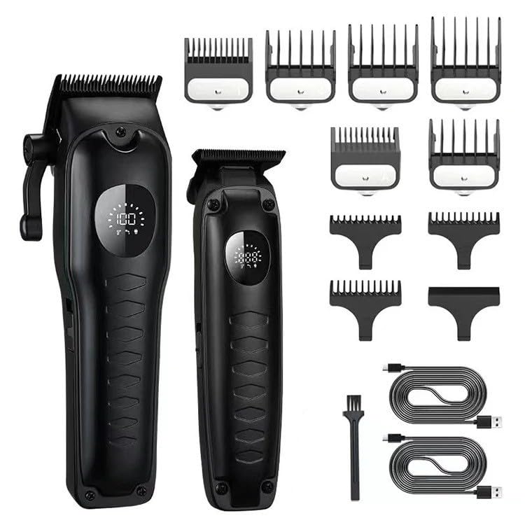 Professional Hair Clippers for Men Adjustable Trimmer Kit with 10 Combs and LCD Screen Cordless Barber Machines Men's Shaver Gifts Beauty and Personal Care QDKVTNDJZ