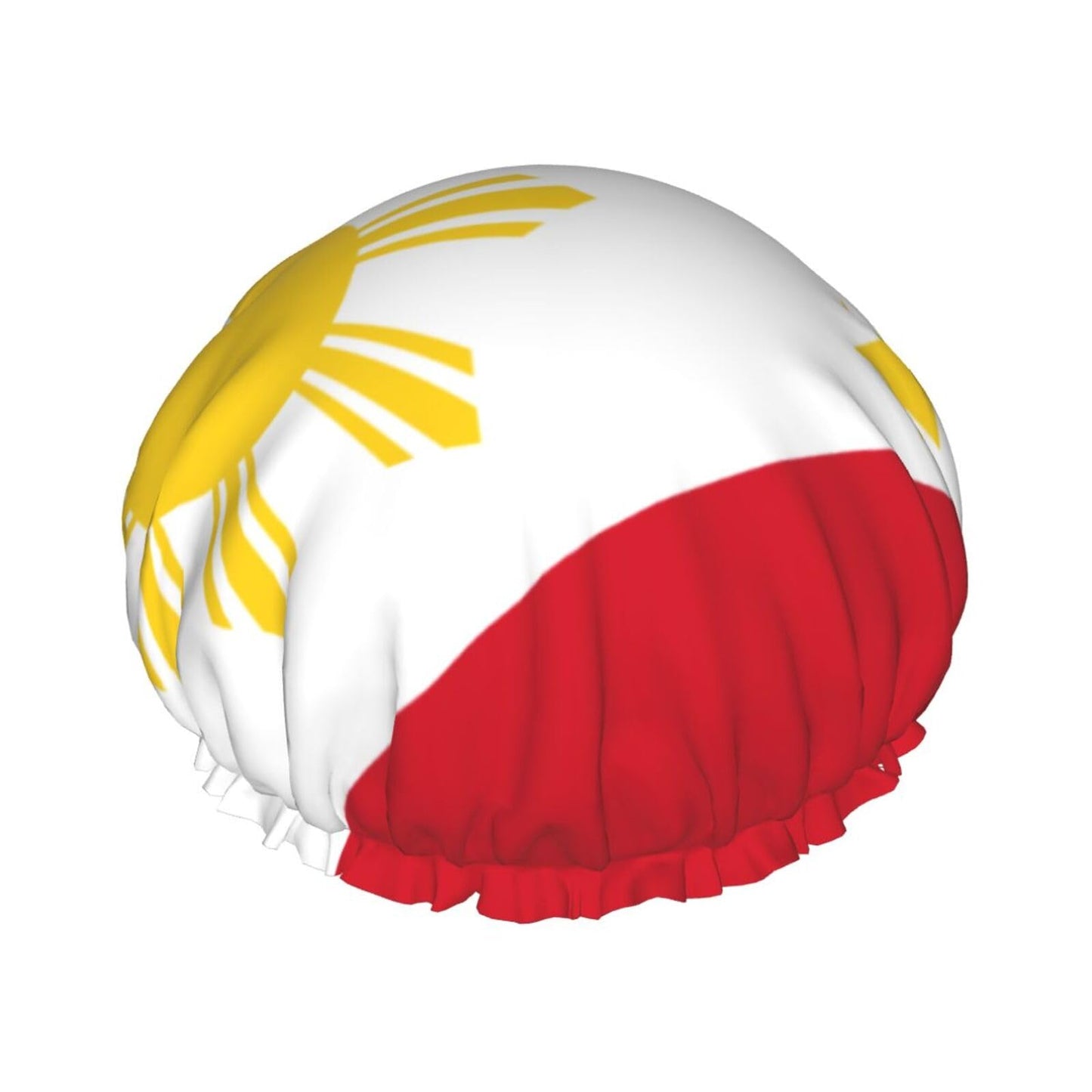 Philippines Flag Prints Shower Cap Double Layer Lined Waterproof Bathing Shower Hat Beauty and Personal Care Hayyett