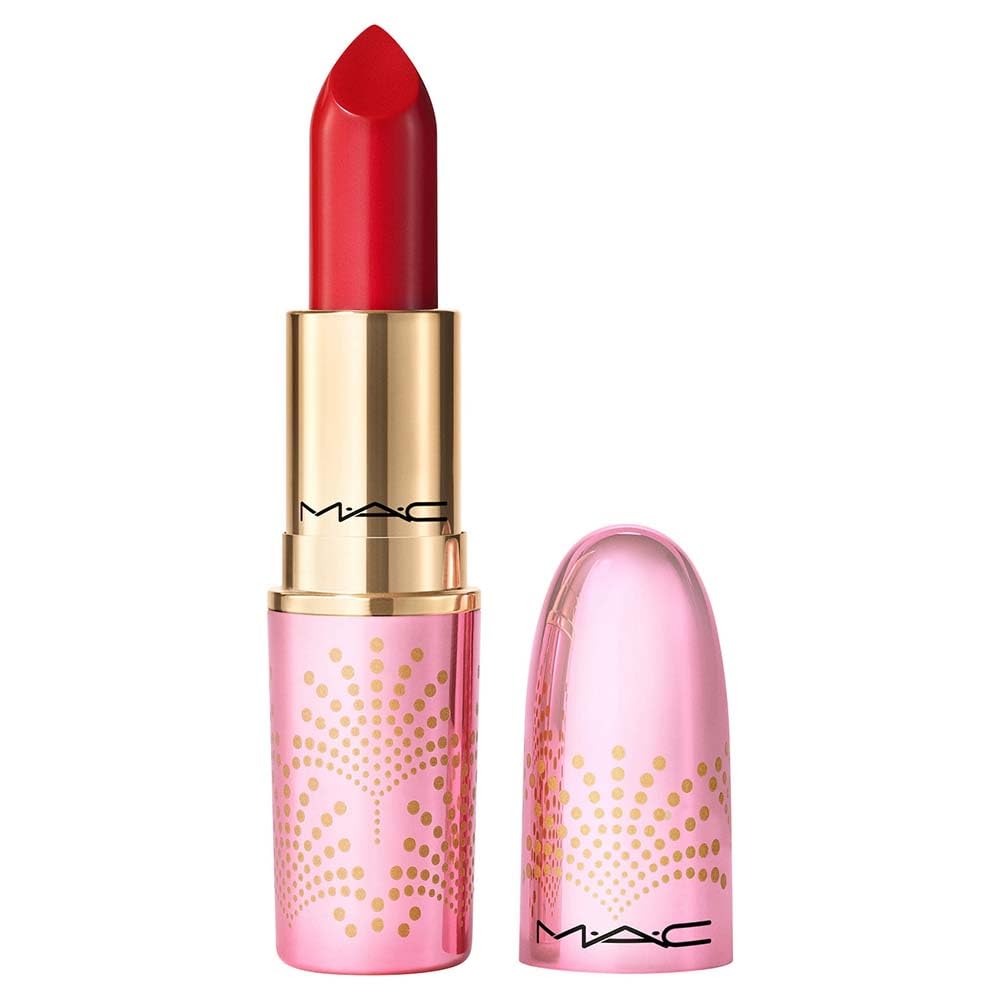 MAC Limited Edition Bubbles & Bows Collection Lustreglass Sheer Shine Lipstick - Put A Bow On It (Blue Red) - .1 oz / 3 g Beauty & Personal Care MAC