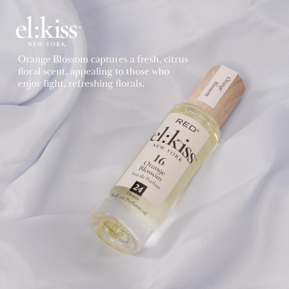 EL:KISS Roll On Perfume, Orange Blossom Inspired by J'adore, Eau de Parfum 12mL (.40 Fl Oz), Hydrating & Long-Lasting, Alcohol & Mineral Oil-Free Beauty & Personal Care EL:KISS
