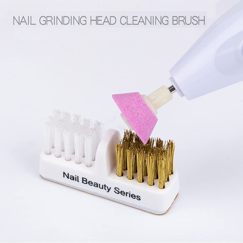 2Pcs Nail Art Drill Bit Cleaning Brushes 2-in-1 Copper and Soft Brushes Nail Art Tools for Nail Salon or Home Use, White Beauty & Personal Care luzen