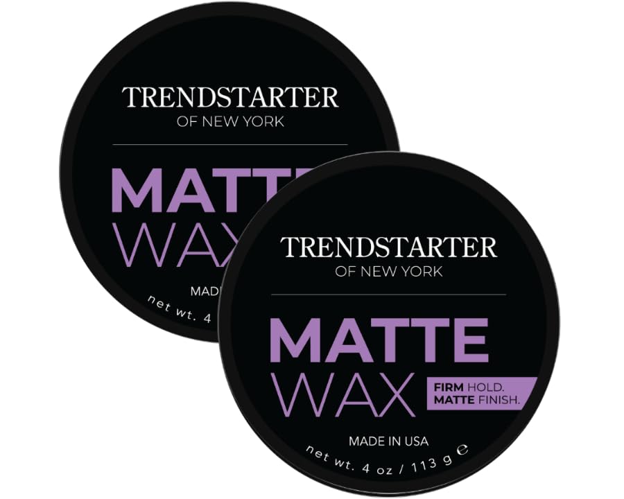 TRENDSTARTER Matte Wax (4oz) (PACK of 2) - Firm Hold, Matte Finish, Premium Water Based All-Day Styling Pomade for Men, Flake-Free for All Hair Types Beauty & Personal Care TRENDSTARTER