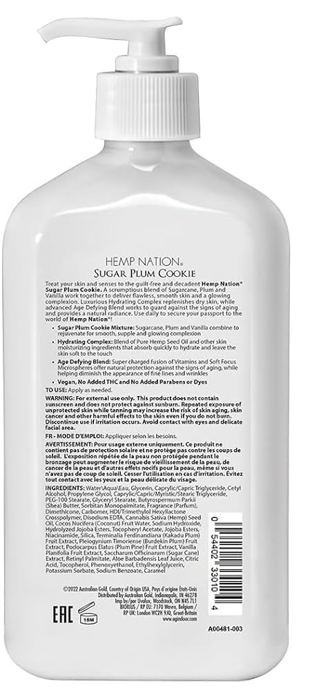 AG Hemp Nation Sugar Plum Cookie Lotion, 18 oz Beauty & Personal Care Australian Gold