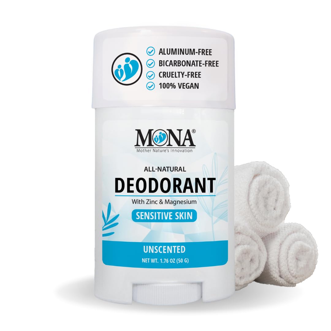MONA BRANDS All Natural Deodorant For Women & Men - For Sensitive Skin - No Aluminum or Baking Soda - (UNSCENTED 1.76 Oz) Beauty and Personal Care MONA