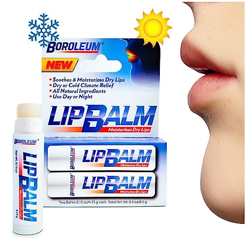 Natural Lip Balm by Boroleum | Best Chapped Lip Moisturizer for Dry Cracked Lips | All Natural Ingredients for Men Women and Kids | 4.25 gr. Tubes, 2 Beauty & Personal Care Boroleum