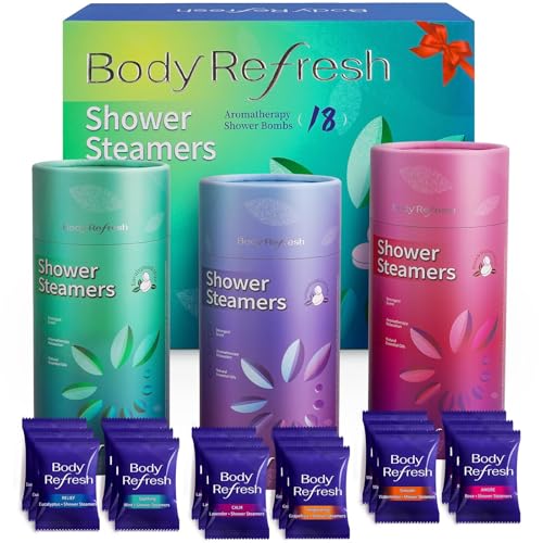 Shower Steamers Aromatherapy - 18 Pack Shower Bombs with Essential Oils, Birthday Gifts for Women Men, Home Spa Relaxation Self Care Gifts for Women Beauty and Personal Care BodyRefresh