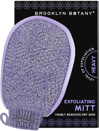 Brooklyn Botany Exfoliating Mitt for Bath and Shower - Heavy Duty Exfoliating Body Scrubber for Massage and Dead Skin Remover for Body - 1 Mitt Beauty & Personal Care Brooklyn Botany