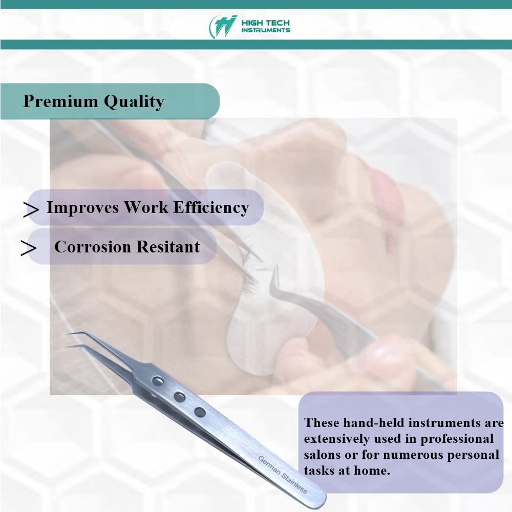 Professional Stainless Steel Tweezers 4.75" with Fine Precision Tips & Fenestrated Handle Suitable for Facial Hair, Splinter and Ingrown Hair Removal Beauty and Personal Care HIGH TECH INSTRUMENTS