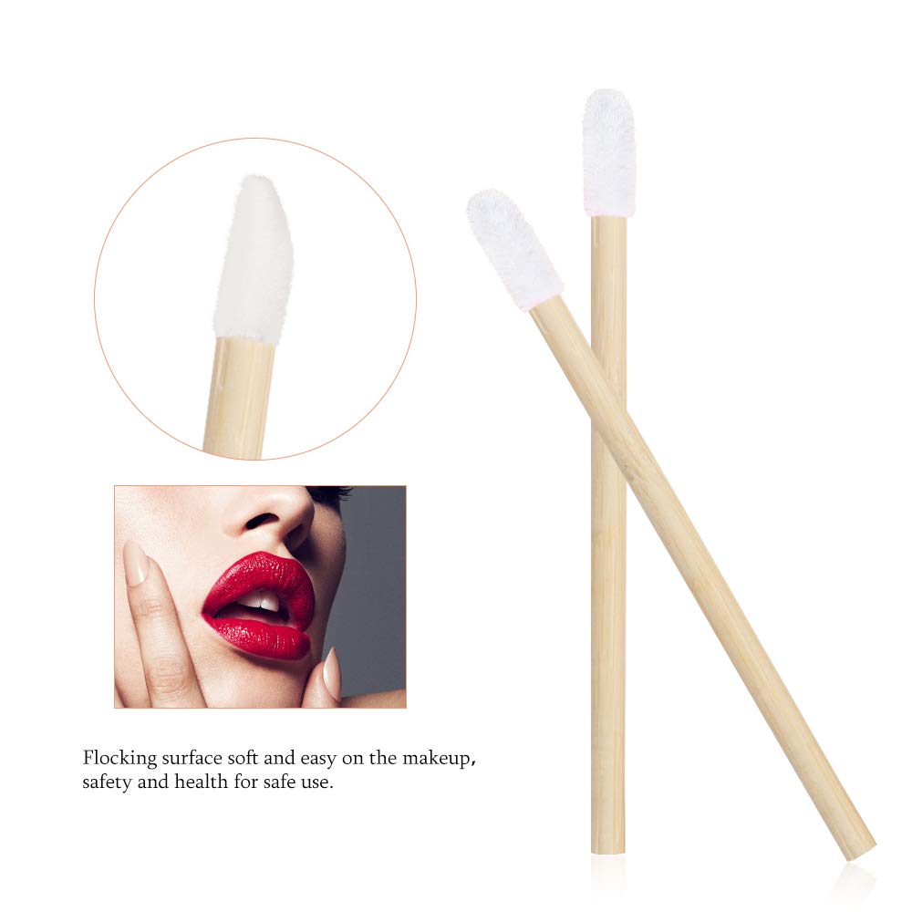 100pcs Lip Gloss Wands Disposable Bamboo Handle Lip Brushes Lipstick Applicator Makeup Tool Beauty & Personal Care myaokue-up