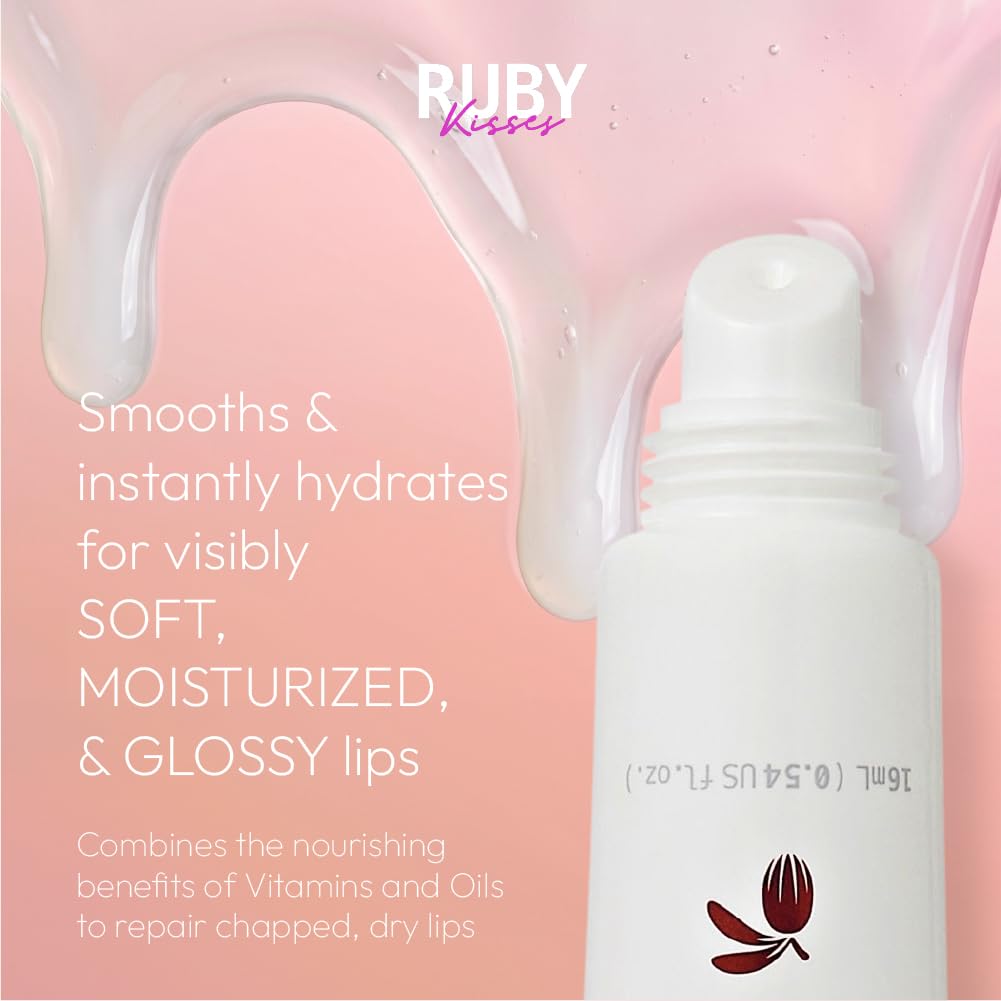 Ruby Kisses Hydrating Lip Oil Treatment Gloss with Peptides & Shea Butter (3 Pack), Moisturizing Natural Shine Lip Care Protects & Heals with Beauty & Personal Care Ruby Kisses