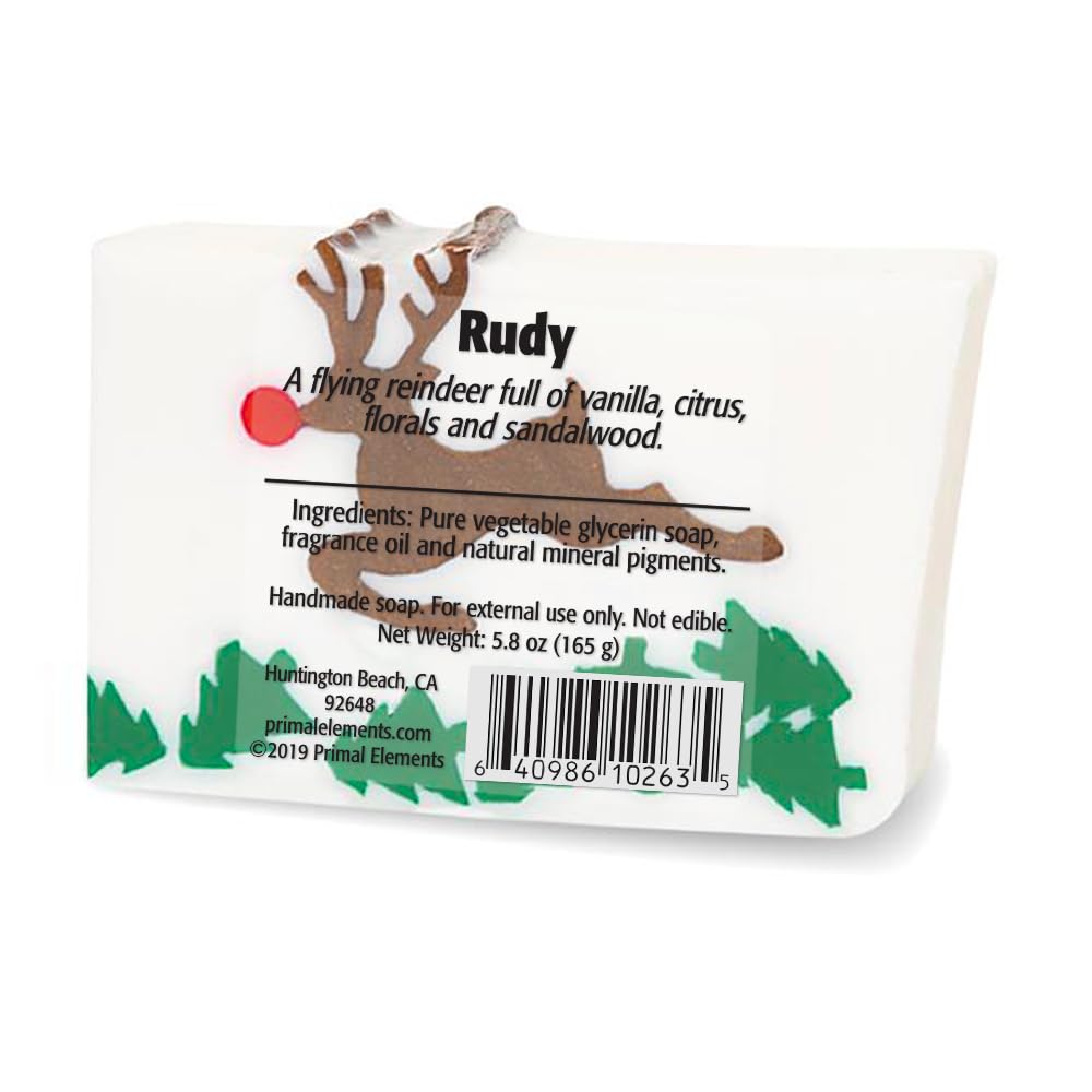 Primal Elements Glycerin Christmas Bar Soap | Helps All Skin Types, Sensitive, Oily & Dry Skin | NO PARABENS, VEGAN, GLUTEN FREE, 100% VEGETABLE BASE Beauty & Personal Care Primal Elements