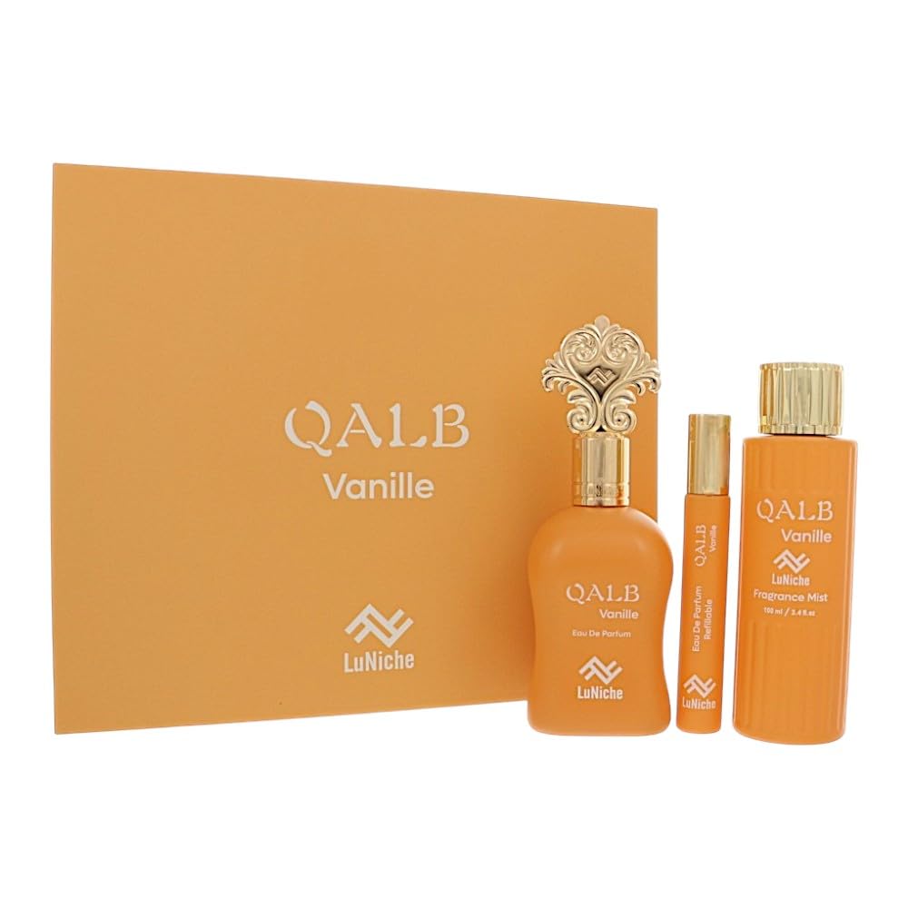 LUNICHE Qalb Vanille For Unisex - 3 Piece Set For Unisex: 3.4 Oz Eau De Parfum Spray, 0.3 Oz Eau De Parfum, 3.4 Oz Fragrance Mist Beauty & Personal Care LUNICHE