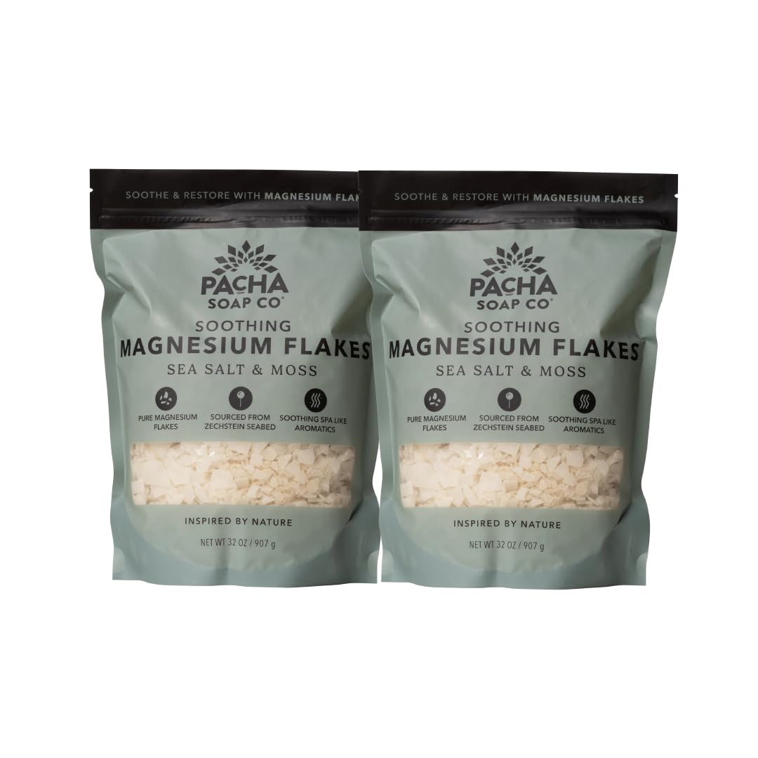 Pacha Soap Co. Magnesium Flake Salt Soak - Sea Salt & Moss, Soothing Mineral Bath Soak with Magnesium & Sea Salt, Paraben, Sulfate, and Dye-Free Beauty and Personal Care Pacha Soap Co