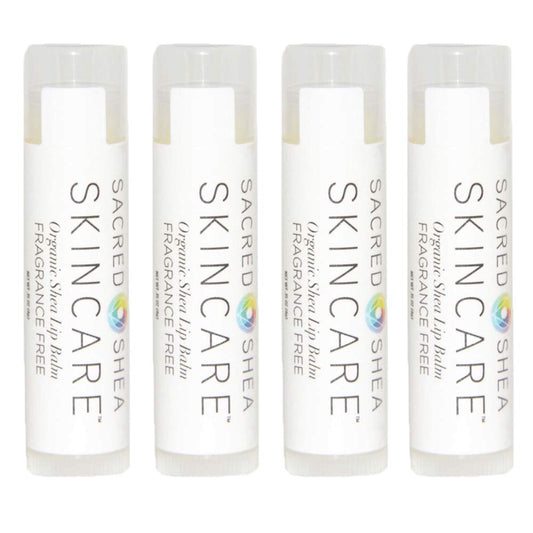 Sacred Shea Skincare Organic Unscented Natural Moisturizing Lip Balm, Natural Lip Repair, Healing Organic Fragrance-Free Shea Butter 4 Pack Beauty and Personal Care Sacred Shea Skincare